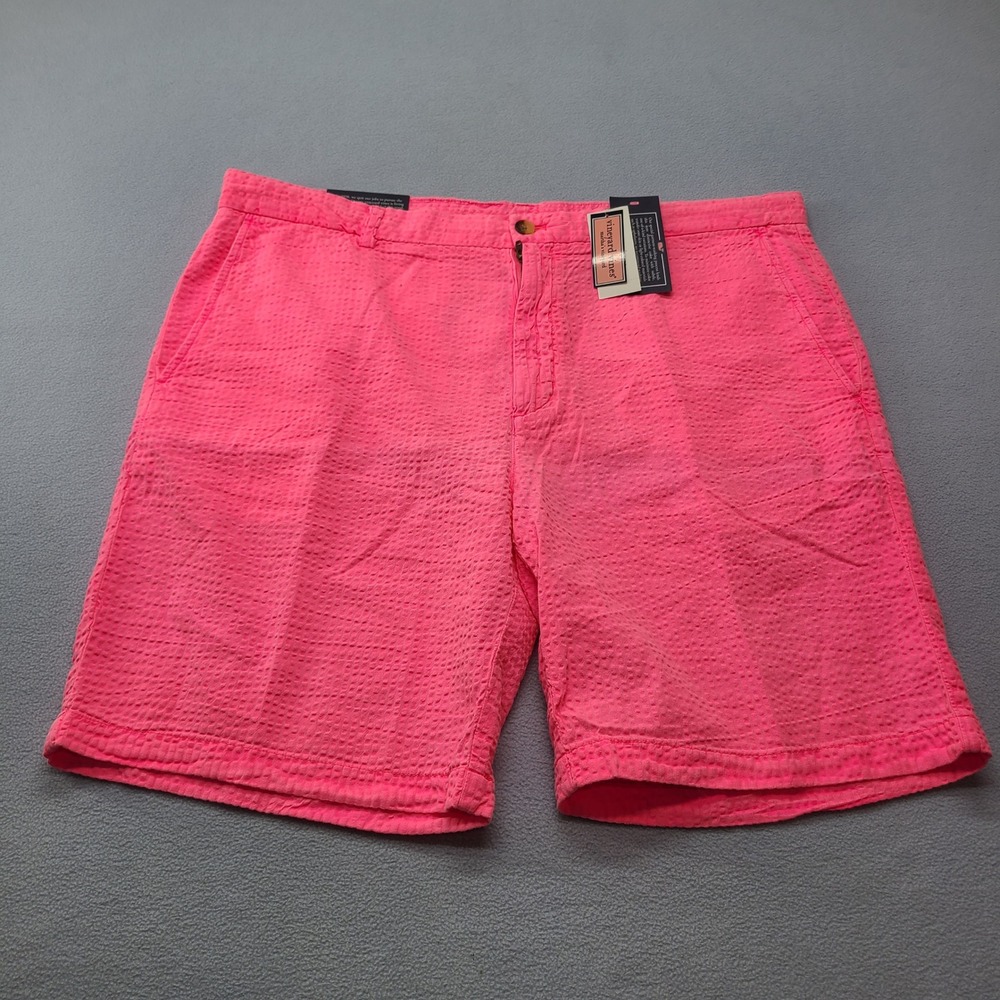 Vineyard Vines Breaker Shorts Mens 38 Pink NEW Seersucker 9 Inch Classic Fit